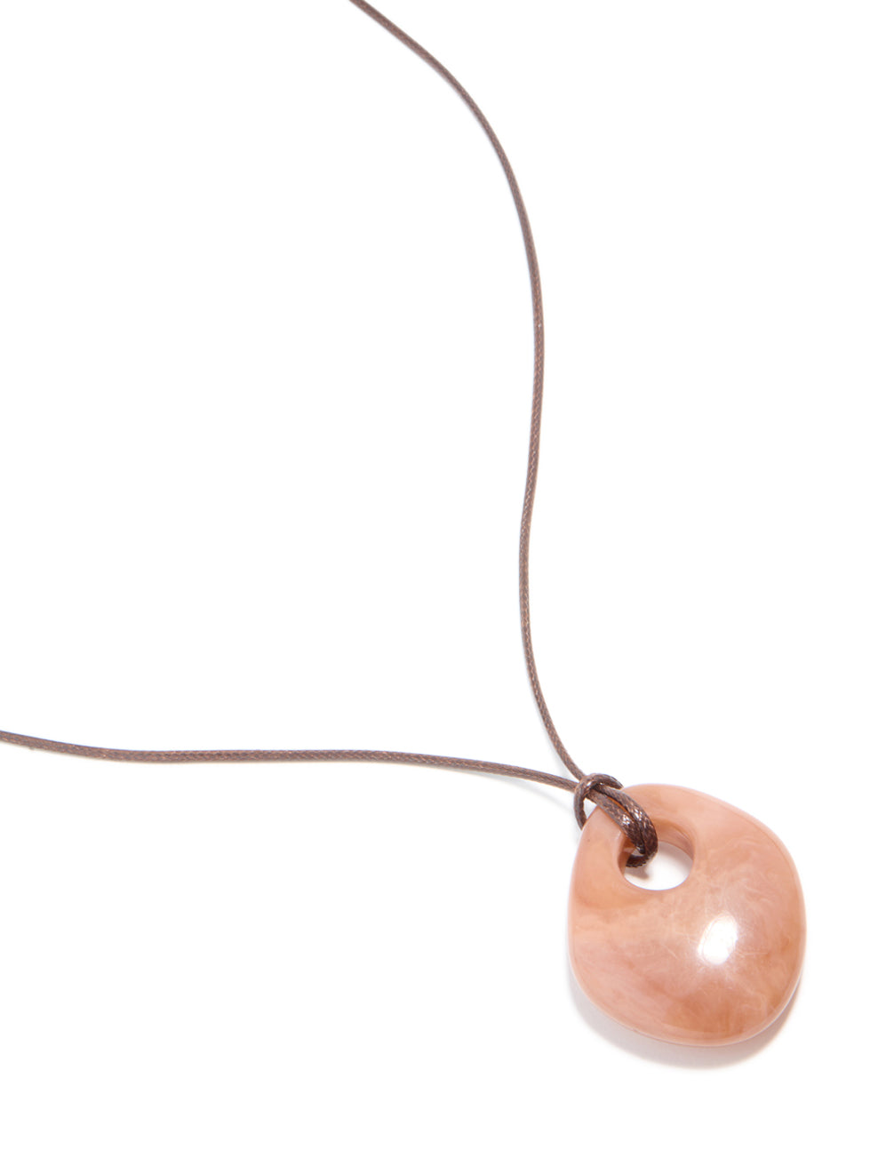Pink Acrylic Pendant Dark Brown Cord Necklace
