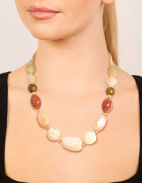 Gold Neutral Chunky Beaded Necklace - link has visual effect only