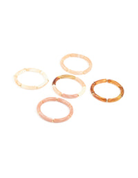 Gold Neutral Acrylic Stretch Bracelets 5-Pack - link has visual effect only