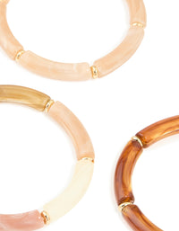 Gold Neutral Acrylic Stretch Bracelets 5-Pack - link has visual effect only