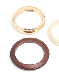 Gold, Wood & Acrylic Bangles 3-Pack - link has visual effect only