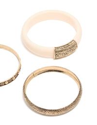 Antique Gold Textured & Acrylic Bangles 3-Pack - link has visual effect only