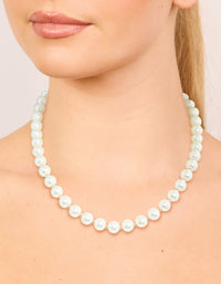 Rose Gold Plated Pearl & Ball Alternating Necklace - link has visual effect only