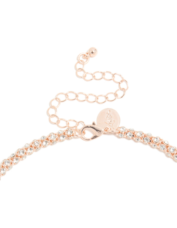 Rose Gold Plated Diamante Fireball Chain Necklace