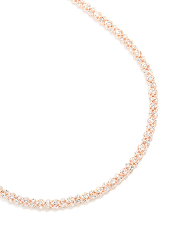 Rose Gold Plated Diamante Fireball Chain Necklace