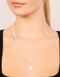 Rose Gold Plated Freshwater Pearl Pendant Snake Chain Necklace - link has visual effect only