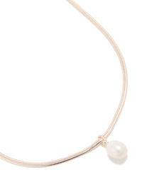 Rose Gold Plated Freshwater Pearl Pendant Snake Chain Necklace - link has visual effect only