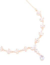 Rose Gold Plated Cubic Zirconia Marquise Vine Y-Necklace - link has visual effect only