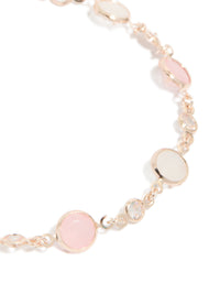 Rose Gold Plated Cubic Zirconia Circle Bracelet - link has visual effect only