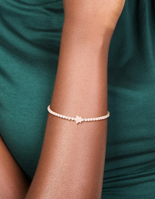 Rose Gold Plated Cubic Zirconia Flower Tennis Bracelet