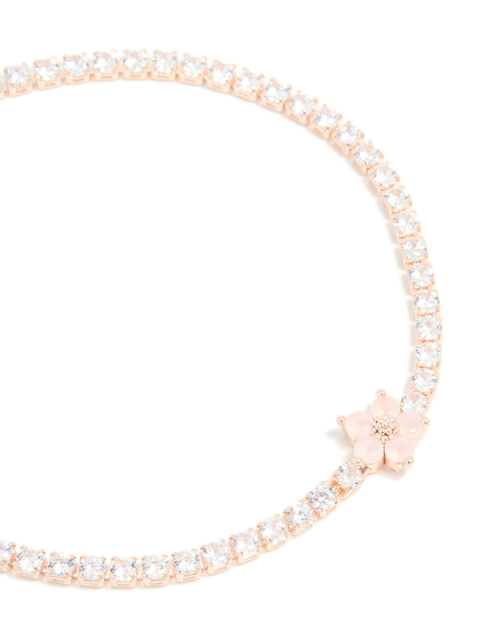 Rose Gold Plated Cubic Zirconia Flower Tennis Bracelet