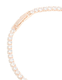 Rose Gold Plated Cubic Zirconia Flower Tennis Bracelet - link has visual effect only