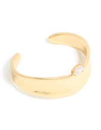 Gold Plated Diamante Centre Thick Wrist Cuff - link has visual effect only