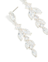 Silver Plated Cubic Zirconia Vine Medium Drop Earrings - link has visual effect only