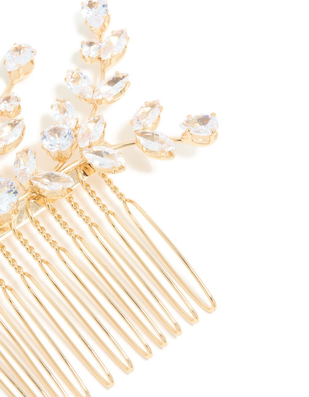 Gold Diamante Leaf Comb
