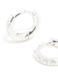 Waterproof Stainless Steel Cubic Zirconia Huggie Earrings - link has visual effect only