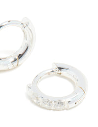 Waterproof Stainless Steel Cubic Zirconia Huggie Earrings - link has visual effect only