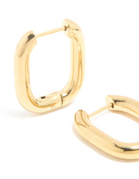 Waterproof Gold Plated Stainless Steel Chunky Oblong Huggie Earrings - link has visual effect only