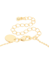 Presenting a gold plated cubic zirconia Y-necklace with lobster clasp detail view - link has visual effect only