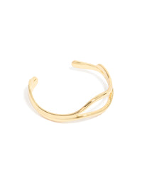 Stunning gold plated organic open wave wrist cuff in a front view - link has visual effect only