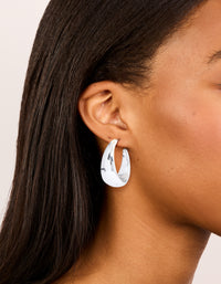 Silver Chubby Pear Hoop Earrings - link has visual effect only