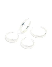 Silver Mixed Size Flat Hoop Earrings 2 Pack - link has visual effect only