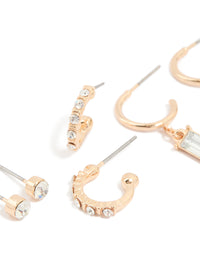 Gold Diamante Drop & Stud Earrings 3-Pack - link has visual effect only