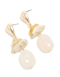 Gold Organic Beaded Drop Earrings - link has visual effect only
