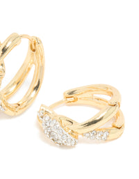 Mixed Metal Plated Diamante Medium Knot Hoop Earrings - link has visual effect only