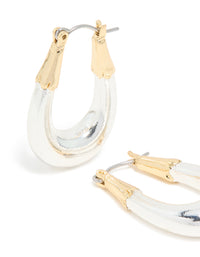 Mixed Metal Plated Graduated Oval Huggie Earrings - link has visual effect only