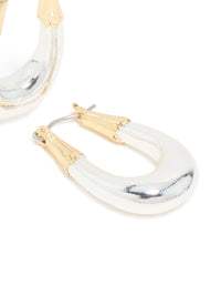 Mixed Metal Plated Graduated Oval Huggie Earrings - link has visual effect only