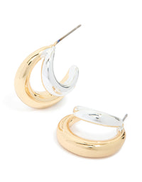 Mixed Metal Plated Large Illusion Hoop Earrings - link has visual effect only