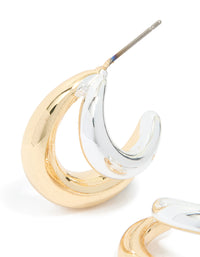 Mixed Metal Plated Large Illusion Hoop Earrings - link has visual effect only