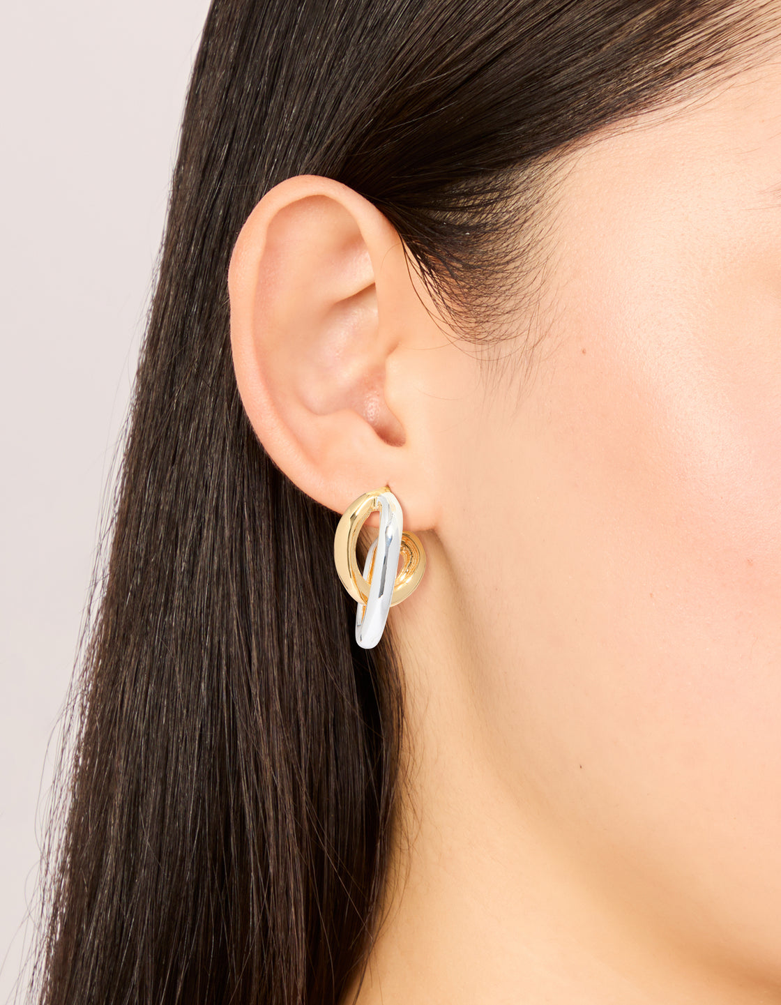 Mixed Metal Plated Medium Twist Hoop Earrings