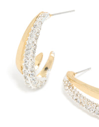 Mixed Metal Plated Diamante Long Illusion Hoop Earrings - link has visual effect only