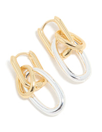 Mixed Metal Plated Chain Link Drop Earrings - link has visual effect only