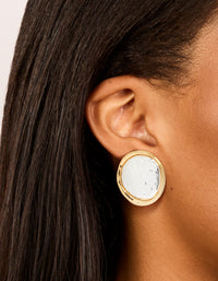 Mixed Metal Plated Large Hammered Circle Stud Earrings - link has visual effect only