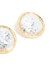 Mixed Metal Plated Large Hammered Circle Stud Earrings - link has visual effect only