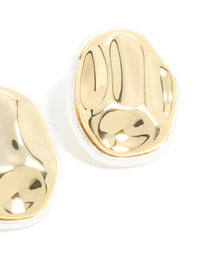 Mixed Metal Plated Outlined Molten Oval Earrings - link has visual effect only