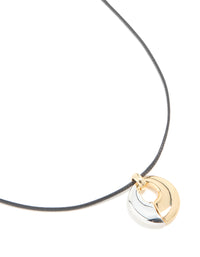 Mixed Metal Plated Open Oval Cord Pendant Necklace - link has visual effect only