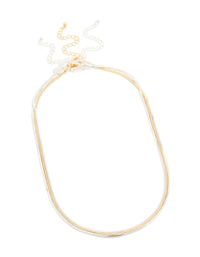 Mixed Metal Plated Thin Snake Chain Layered Necklace - link has visual effect only