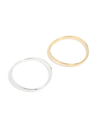 Mixed Metal Plated Wavy Bangles 2 Pack - link has visual effect only
