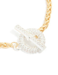 Mixed Metal Plated Cubic Zirconia T & O Chain Bracelet - link has visual effect only