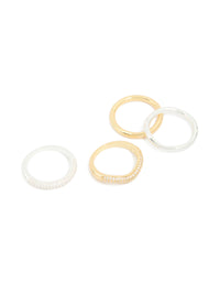 Mixed Metal Plated Cubic Zirconia Thin Rings 4-Pack - link has visual effect only