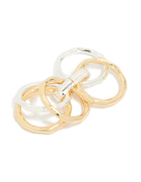 Mixed Metal Plated Multi Band Link Ring - link has visual effect only