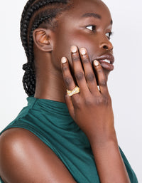Mixed Metal Plated Diamante Layered Link Ring - link has visual effect only