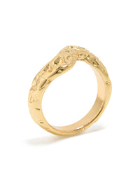 Waterproof Gold Plated Stainless Steel Molten Curved Front Ring - link has visual effect only