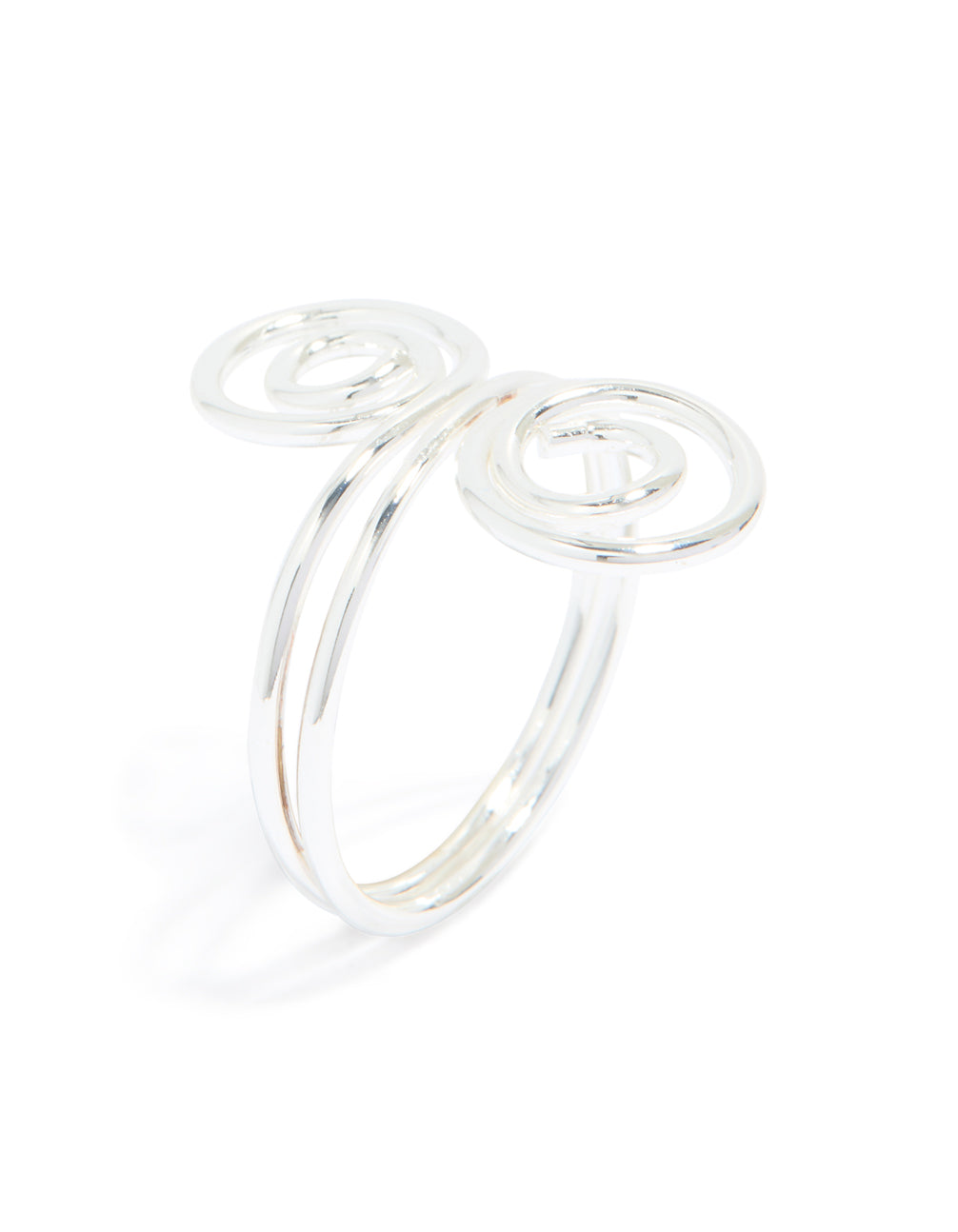 Silver Plated Double Swirl Front Ring