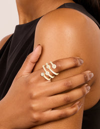 Gold Plated Cubic Zirconia Dazzling Wrap Layered Ring - link has visual effect only