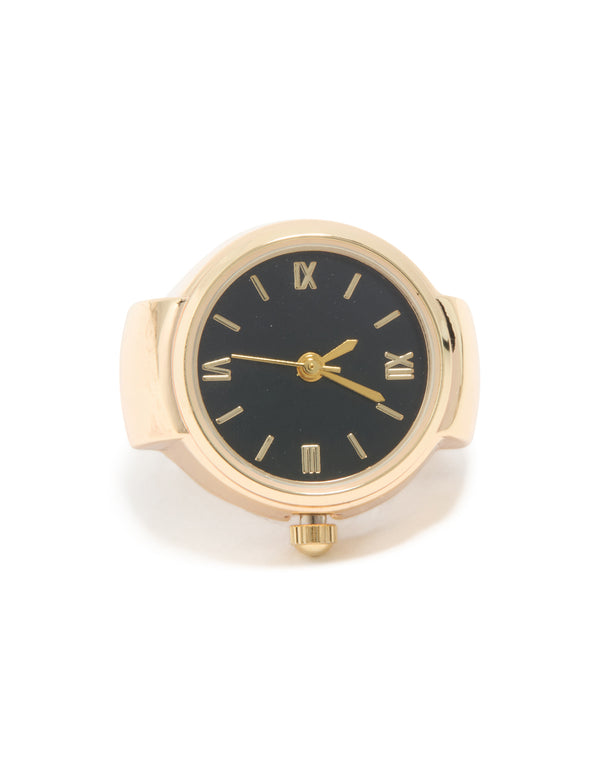 Gold & Black Statement Watch Ring